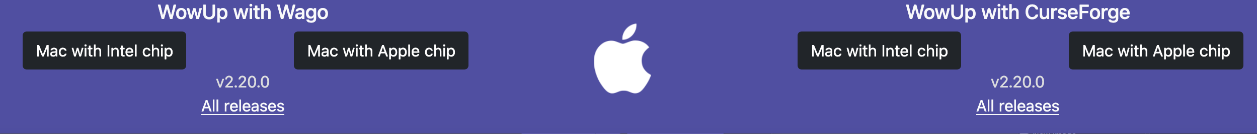 WowUp indirme seçenekleri